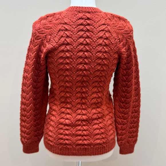 Custom Hand-knit Rust Wool Sweater - Picture 5 of 7